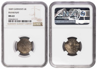 Germany States Frankfurt 6 Kreuzer 1849. NGC MS 63