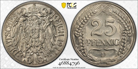 Germany: Kaiserreich 25 Pfennig 1911-D. PCGS MS 64. Almost TOP POP!