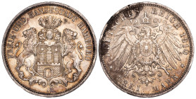 Germany Hamburg 3 Mark 1910 J