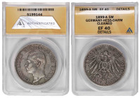 Germany Hesse Darmstadt 5 Mark 1899. ANACS XF 40