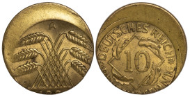 Germany 10 Rentenpfennig 1923-1925. Error Struck off center 25%