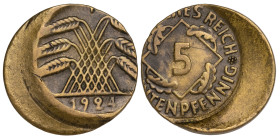 Germany 5 Rentenpfennig 1924. Error Struck off center 25%