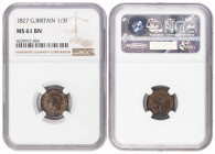 Great Britain for Malta 1/3 Farthing 1827. NGC MS 61
