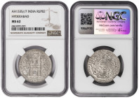 India - Princely state of Hyderabad 1 Rupee (AH1335//7) 1917 AD. NGC MS 62