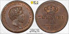 Italian States NAPLES & SICILY 2 Tornesi 1852. PCGS MS 63 BN. Almost TOP POP!