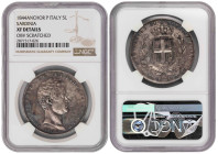 Italian States SARDINIA 5 Lire 1844 Ferraris//P. NGC XF Details