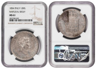 Italy 120 Grana 1854. NGC MS 61