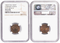 Italy Lombardy 3 Centesimi 1852-M. NGC MS 63 RB