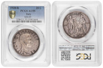 Italy 20 Lire 1928. PCGS AU 55
