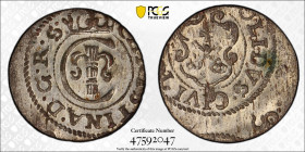 Livonia Solidus ND (1632-54). PCGS MS 63 Type 2; Riga. Top Pop: The finest graded by PCGS! Only one copy engraved by PCGS MS 63