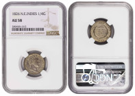 Netherlands East Indies 1/4 Gulden 1826. NGC AU 58