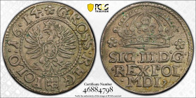 Poland 1 Grosz 1614. PCGS AU-55. Almost TOP POP!