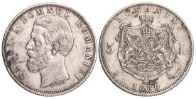 Romania 5 Lei Carol-I 1880-B