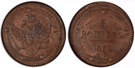 Russia 5 Kopeks 1802 EM. NGC UNC Details