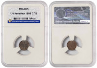 Russia 1/4 Kopecks 1893 СПБ MS 63 BN