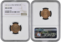 Spain 2 Centimos 1911. NGS MS 64 RB.