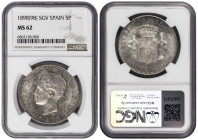 Spain 5 Pesetas 1898 SGV. NGC MS 62