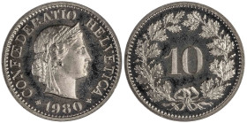 Switzerland 10 Rappen 1980. PROOF