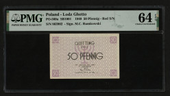 Poland Lodz Ghetto 50 Pfennig 1940. PMG Choice UNC 64 EPQ