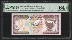 Bahrain 1/2 Dinar 1973. PMG 64 EPQ