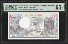 Chad 1000 Francs 1980. PMG 65 EPQ