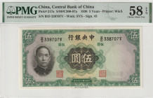 China 5 Yuan 1936. PMG 58 EPQ