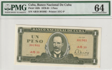 Cuba 1 Peso 1978. PMG Choice UNC 64