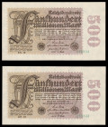Germany 500 Millionen Mark 1923. 2 Consecutive Numbers.