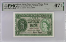 Hong Kong 1 Dollar 1956-59. PMG 67 EPQ