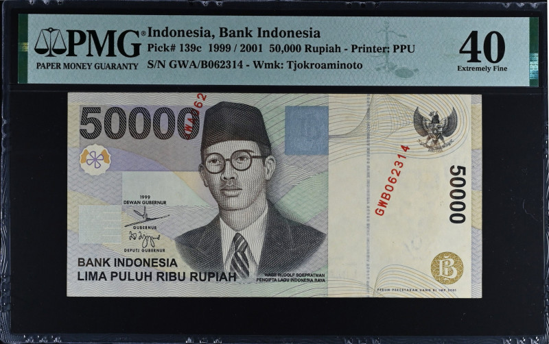 Indonesia 50.000 Rupiah 1999. ERROR PMG 40

P-139c; S/N GWA/B062314; Error Mis...