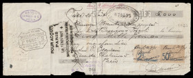 Italy Old French brands 1932 bank check signed, stamped, receipt stamps, Maison Jose M