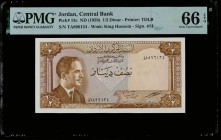 Jordan Central Bank 1/2 Dinar 1959. PMG 66 EPQ