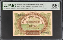 Latvia 10 Rubli 1919. PMG 58 EPQ