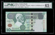 Libya 10 Dinars ND(2004). PMG 65 EPQ