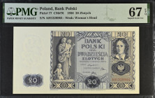 Poland 20 Zlotych 1936. PMG 67 EPQ. Almost TOP POP !!!