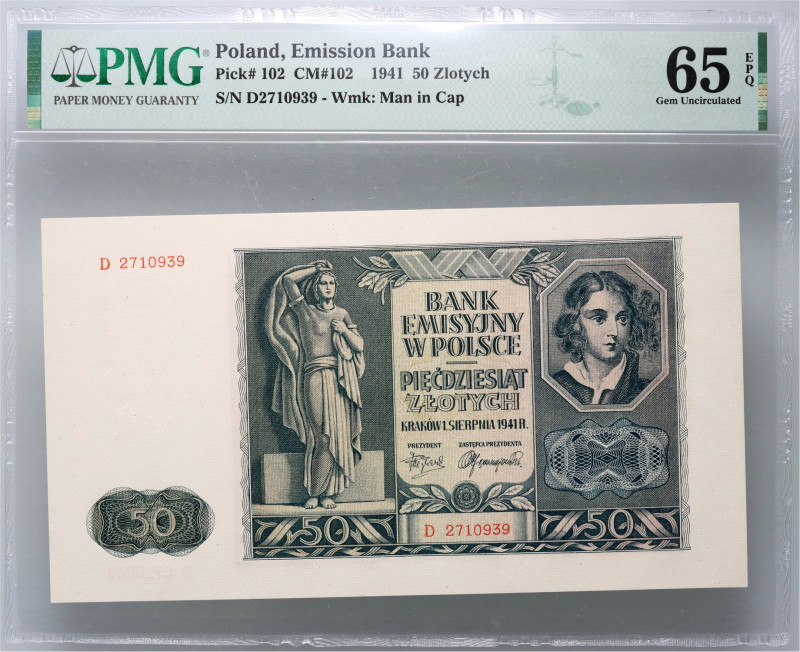 Poland 50 Zlotych 1941. PMG Gem UNC 65

P-102; S/N D 2710939

ISBN: 54