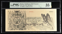 Russia - Northwest Udenich Field Treasure 1000 Rubles 1919. PMG 35
