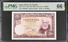 Spain 50 Pesetas 1951 (ND 1956) . PMG 66 EPQ