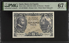 Spain 25 Pesetas 1940. PMG 67 EPQ. Almost TOP POP