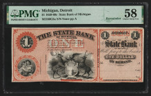USA Michigan Detroit 1 Dollar 1859-60. PMG 58. Remainder