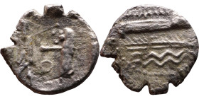 PHOENICIA: Sidon (4th century) Ar Obol Obverse: Galley l.; legend in Phoenician, Reverse. Persian king battling lion

Weight:10mm 0,36g
