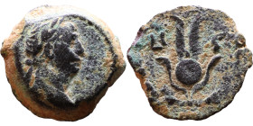 Trajan (98-117) Bronze coin. Obverse: Bust of emperor. Reverse: Isis headdress

Weight:13mm 1,56g