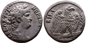 Nero (54-68) Syria: Antioch. Tetradrachm Obverse: ΝΕΡΩΝ ΚΑΙΣΑΡ ΣΕΒΑΣΤΟΥ Laureate head of Nero, right, with aegis Reverse: Eagle on thunderbolt, right;...