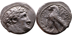 PHOENICIA: Tyre - Autonomy Issue (126 – 65 BC ) AR Didrachm Minted Year: 47 (79 BC) Obverse: Laureate bust of Melkart right Reverse: TYPOY IEPAΣ KAI A...