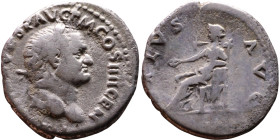 Vespasian (69-79) Denarius. Obverse: Bust of emperor. Reverse: SALVS AVG, Salus seated left, holding patera.

Weight:19mm 3,17g