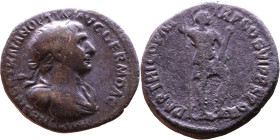 Trajan (98-117) Denarius. Obv: Bust of emperor. Rev: Virtus standing right, holding spear and parazonium, foot on helmet

Weight:19mm 2,99g