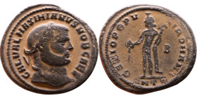 Maximianus (286-305 AD). AE follis. Obv.Laureate head right. Rev.: Genius standing left pouring libations from patera, holds cornucopia

Weight:28mm...