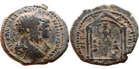 Septimus Severus (193-211) Arabia: Bostra Obv: Jugate busts of Septimius Severus, laureate, draped and cuirassed, and Julia Domna, draped, right, seen...