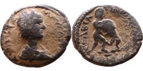 Julia Mamaea (222–235) Attaleia, Lydia. Bronze Obv: IOYΛ MAMEA CEBA, draped bust right Rev: CTΡ AYΡ (EI)ΡHNA(IOY) ATTAΛE-ATΩ-N, Herakles, naked, stand...