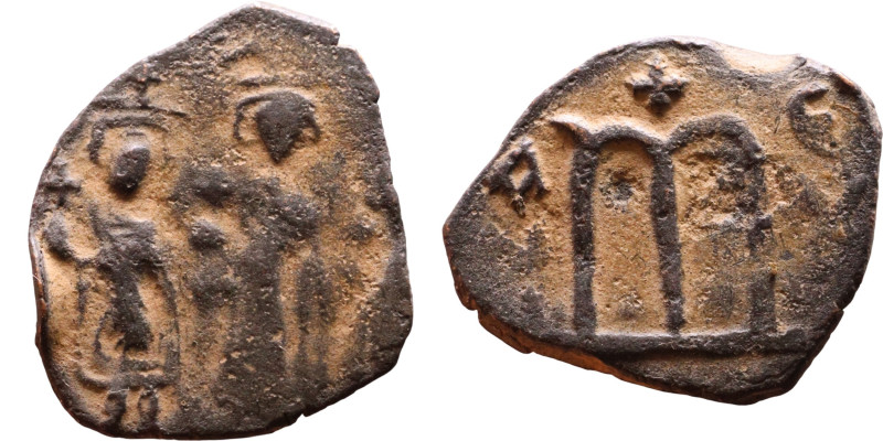 Heraclius, Martina and Heraclius Constantine (610-641) Follis Obverse: From left...